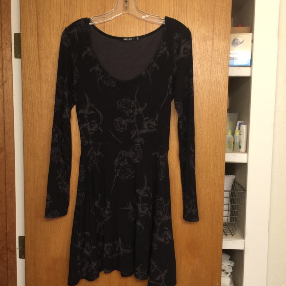 Obey long sleeve open back dress